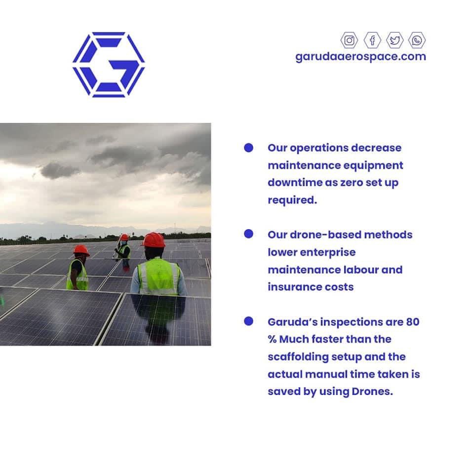garuda_india's tweet photo. #Drone as a Solution is reinventing solar panel maintenance. Now reduce cleaning costs, increase efficiency and much more with all under your control. Let the drone do the work! https://t.co/kiM2onH9HT