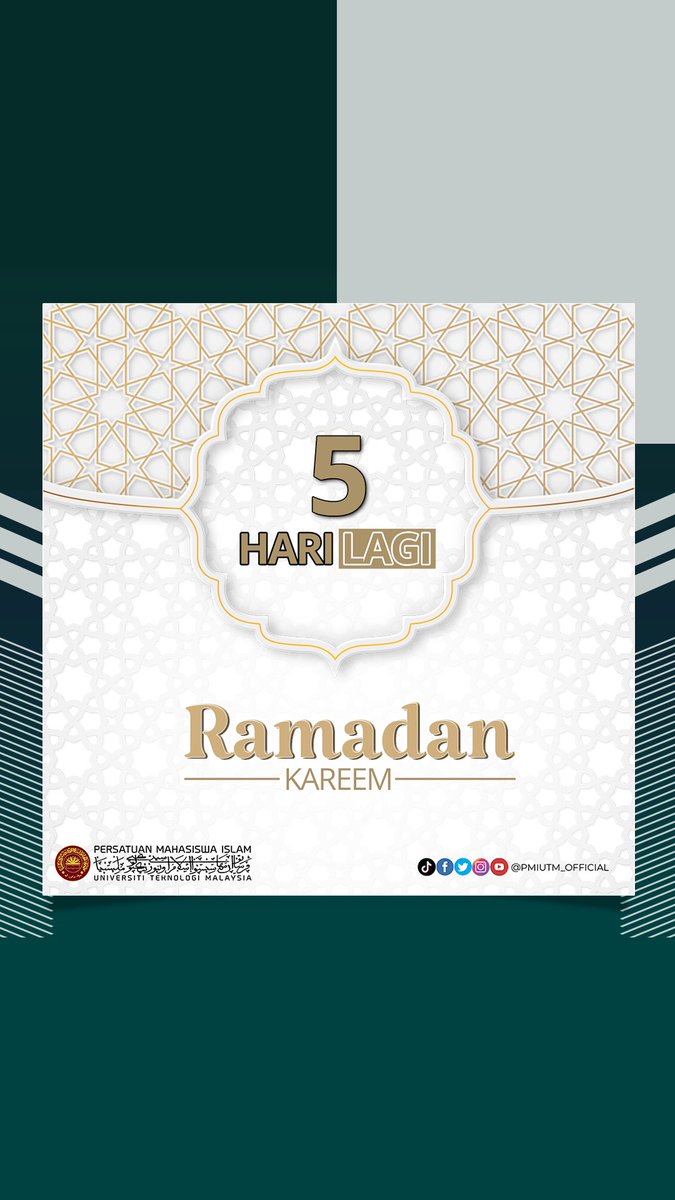 PMIUTM_OFFICIAL's tweet photo. 5 Days Left🔥

"Ya Allah, sampaikanlah aku hingga ke bulan Ramadan (Allahumma balighna Ramadan) dan sampaikanlah Ramadan kepadaku dan terimalah amal-amalku di bulan Ramadan." #pmibersamamu #ramadan2022 https://t.co/QdFPjORlYy