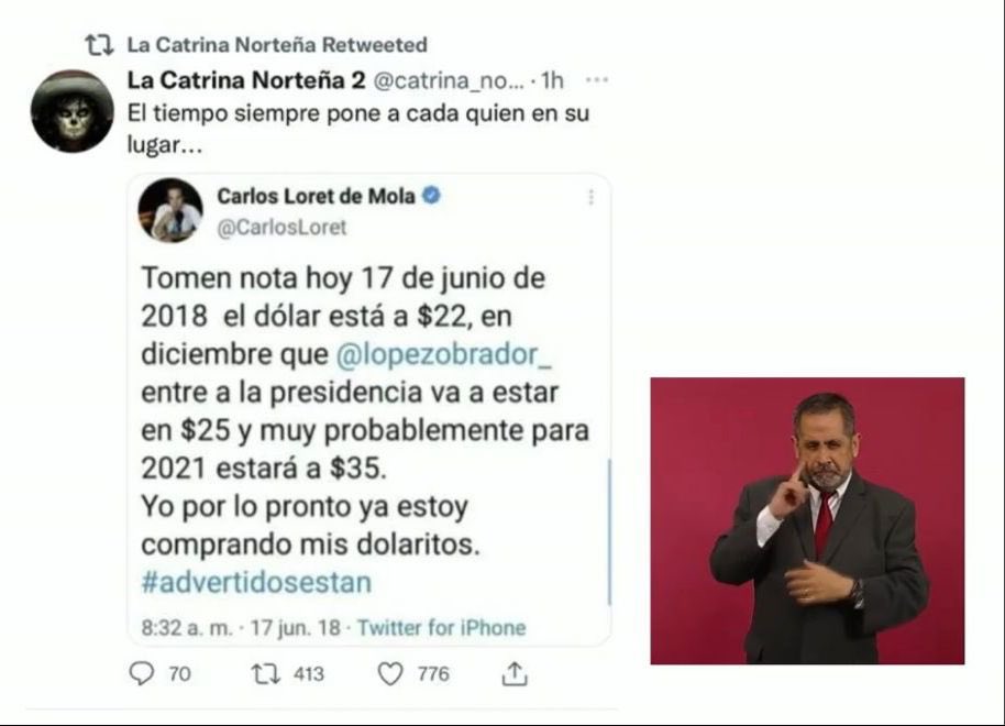 El presidente <a href="/lopezobrador_/">Andrés Manuel</a> MIENTE ooootra vez. Este tuit supuestamente mío es FALSO. Ha sido desmentido cien veces. Pero él lo citó hoy en la mañanera para calumniarme porque no ha podido explicar cómo se volvió millonario su hijo #JoseRamonLopezBeltran38