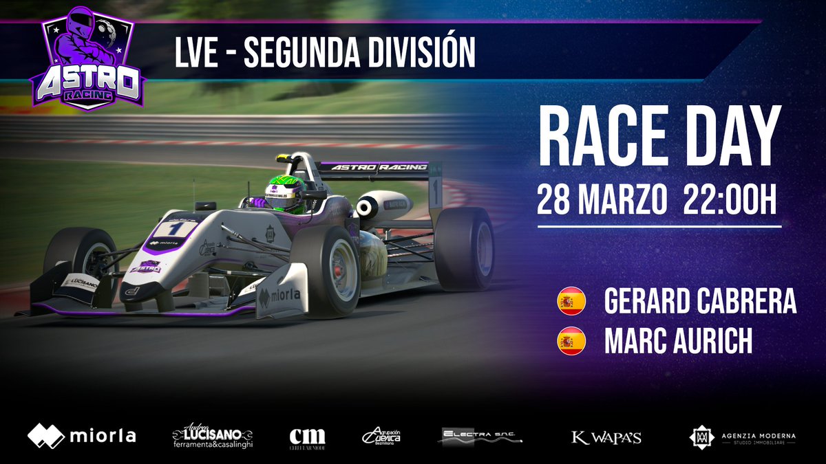 ¡DIA DE CARRERAS! 🏁

Llega la segunda carrera de 2ª Div, hoy le toca a nuestros queridos F3, esperemos ver un gran espectáculo!

📌 Hungaroring, 🇭🇺
👤 <a href="/AurichMarc/">Marc Aurich</a> <a href="/GerrardCH/">G.C.H</a> 
⏰ 22:00H 🇪🇦 | 18:00H 🇦🇷/🇨🇱 | 15:00H 🇲🇽
📺 twitch.tv/driversparadec…

#WeAreAstro 👽