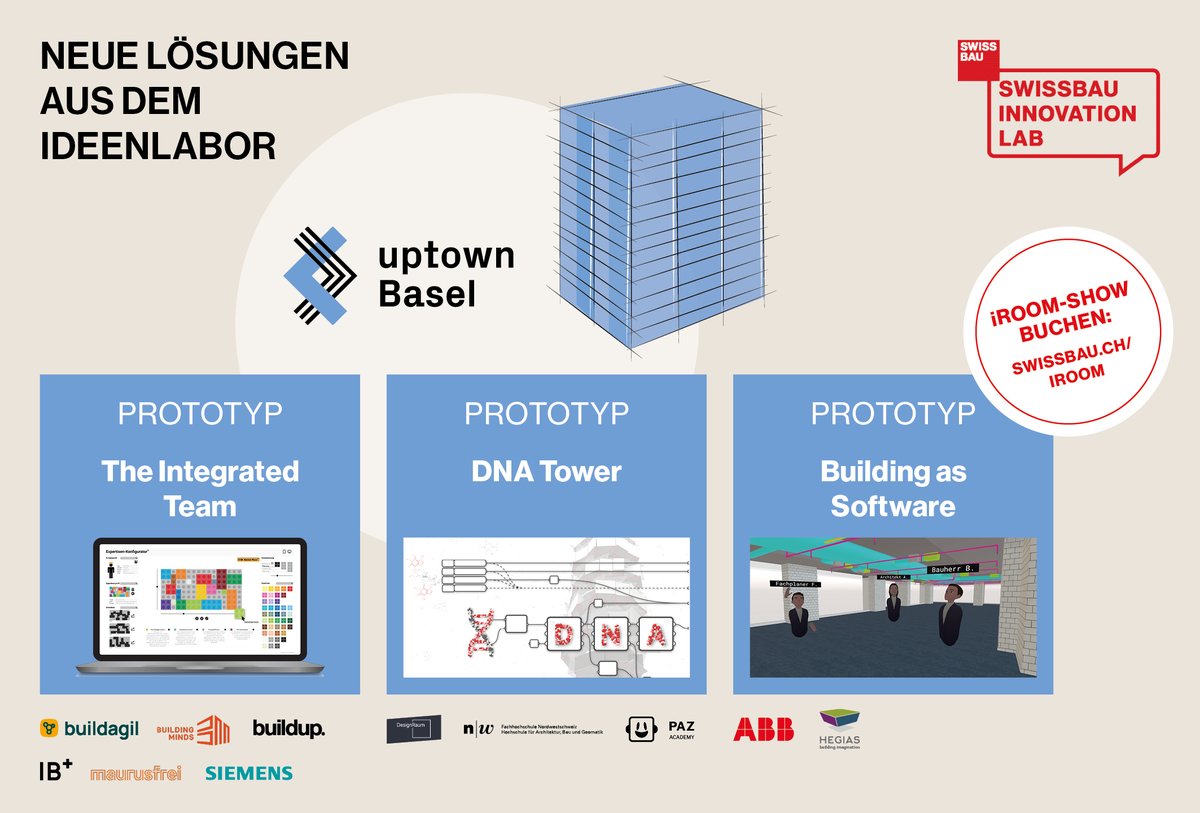 Swissbau's tweet photo. Ein Paradigmenwechsel im Bau? Erfahren Sie mehr über den Prototypen «Building as Software» aus dem #Swissbau Innovation Lab und reservieren Sie sich Ihren Platz im #iRoom an der Swissbau Compact: https://t.co/0Lj9EqmAkg https://t.co/dqsahP4Ki2