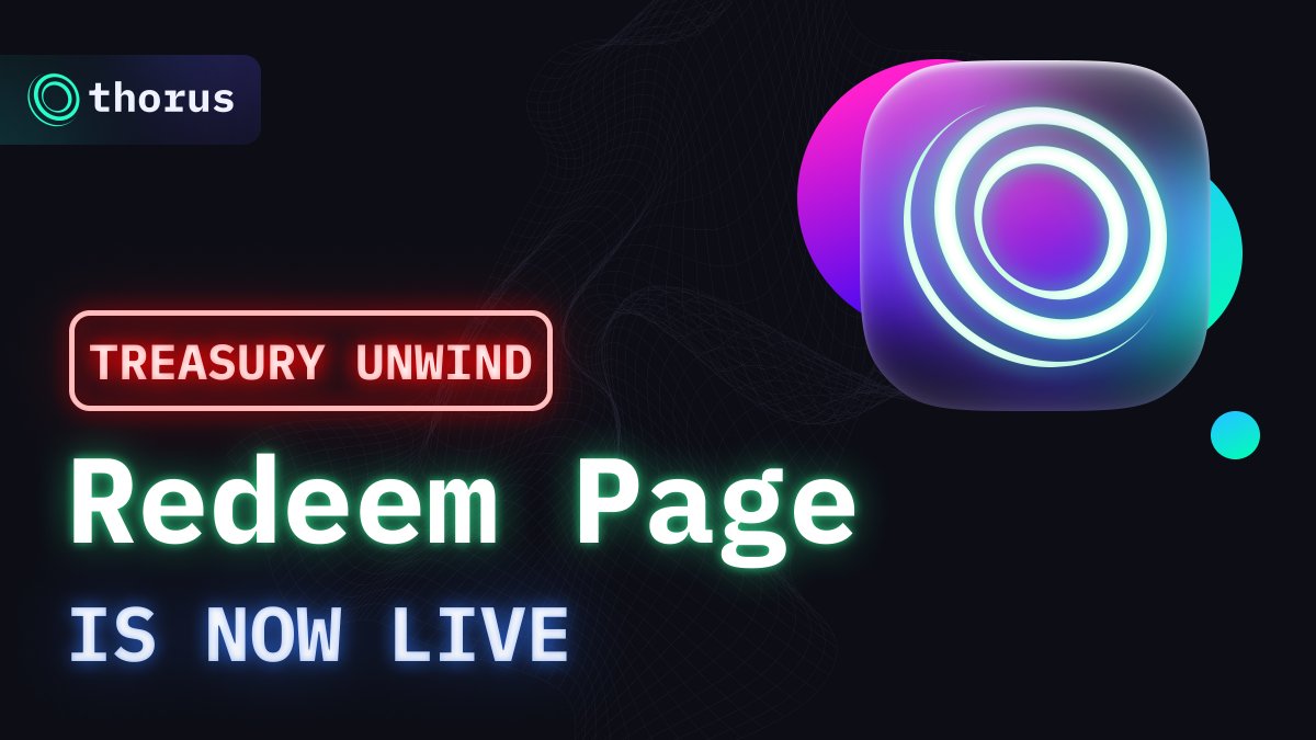 🔂 Redeem page is now live! 👉 app.thorus.fi/redeem #Treasury has been converted to stables and together with initial liquidity, funds are available for redemption! $THO holders have time until June 24th 2022 to convert to $USDC.e at a fixed rate of $0.062/THO.