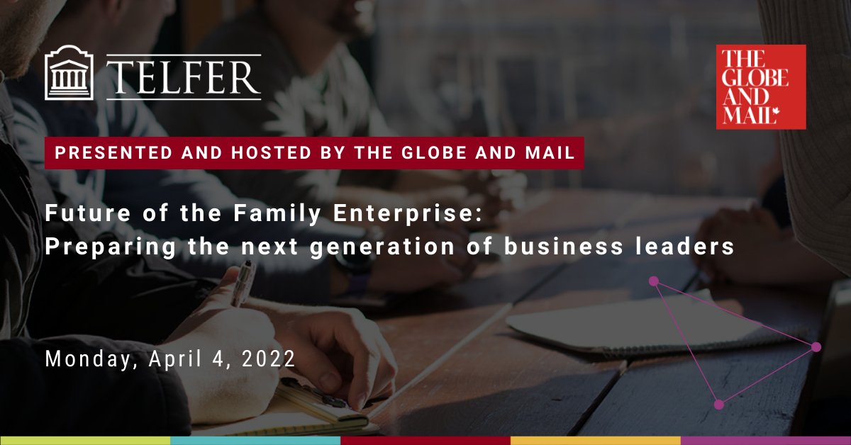 On Apr. 4, join the “Future of the Family Enterprise” webcast from <a href="/globeandmail/">The Globe and Mail</a> &amp; learn how the #nextgen should get prepared with #TelferNation prof. <a href="/peterjask/">Peter Jaskiewicz</a>. 👪 
 
Register now to this 1st event of our Globe and Mail #TelferForABetterCanada series: bit.ly/3IAgzfp