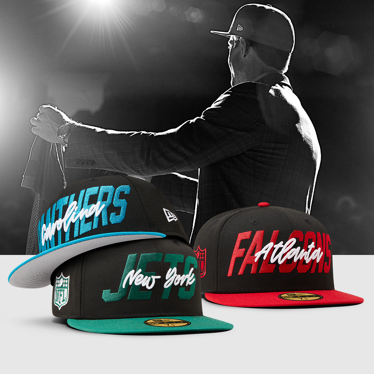 NewEraCap's tweet photo. Represent the future of your team with the Official On-Stage Cap of the NFL Draft. Available now at https://t.co/Jn9FFEoio6 https://t.co/UI8D4cp8M6