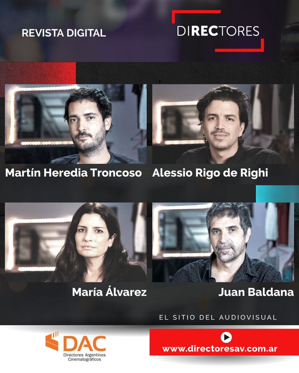 dacdirectores's tweet photo. 📣 ¡Programa Directores!

🎬 Nuevas entrevistas a los directores Martín Heredia Troncoso, Alessio Rigo de Righi, María Àlvarez, y Juan Baldana

📲 Míralo en https://t.co/Bar8Qx6b01

#directoresav #programadirectores #cineargentino #dacdirectoresargentinos #cinenacional https://t.co/6teiZLFqpV