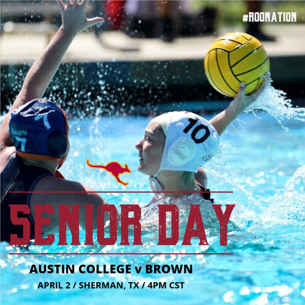 AustinCollegeWP's tweet photo. April 2nd.  Senior Appreciation Day for both men's and women's water polo.  Followed by Austin College hosting Brown University in women's water polo at 4pm CST in the Hannah Natatorium at Austin College #RooNation @CWPAWaterPolo @MPSFMensWP @AustinCollege https://t.co/G6R4u12Ilg