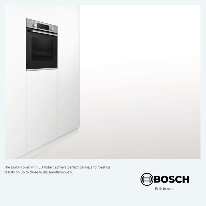Bosch built-in oven with 3D hotair: achieve perfect baking and roasting results on up to three levels simultaneously.#BoschHomeAppliances #boschhomeappliances #oven #builtinoven #builtinovens #evohomemv #evomv