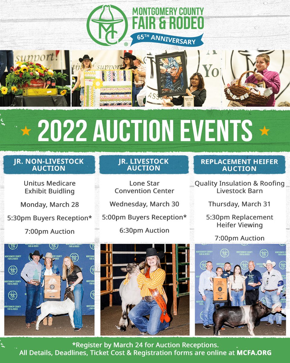 2022 MCFA Auctions! Buyer details can be found at MCFA.org. Onsite registration is available for Auctions only. There will be plenty of guest seating! Contact mcfaauctions@mcfa.org with questions.