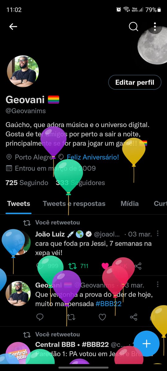 Geovanims's tweet photo. Subiram os balõezinhos 🎉🎂🥳 https://t.co/3eaiTSQHQQ