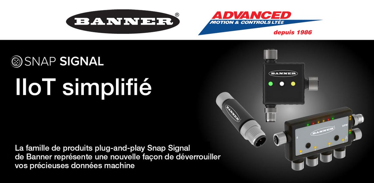 AdvancedMotion's tweet image. Snap Signal est un portefeuille complet et facilement déployable de matériel et de logiciels IIoT modulaires qui fournit des données exploitables dans toute votre usine. Contactez @AdvancedMotion au 1-800-461-5679. #SnapSignal #BannerEngineering
advancedmotion.com/banner-enginee…