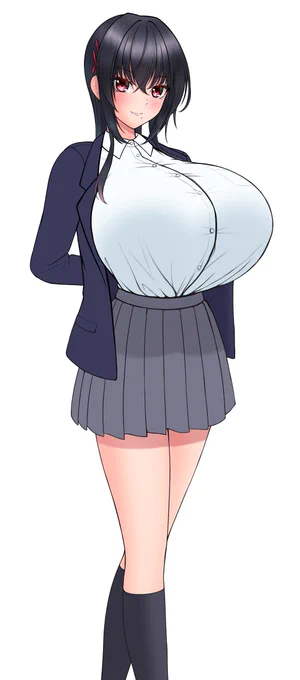 膝下くらいまで描かないと細身スタイルなのに胸だけデッッッカ!ってのが伝わりづらいと思うの。 