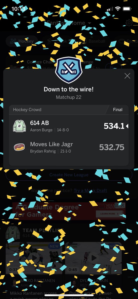 AJBurge95's tweet photo. @rahrity24 I finally put an end to your madness 😉 by less than 2 points lol https://t.co/jFJdQOvGVW