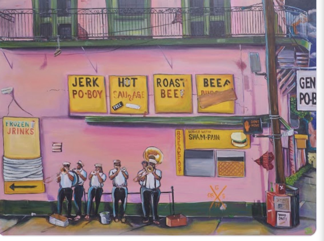 Proud collector of Jerin Beasley’s 2 NFTS on display at <a href="/gallerygirls504/">Sidewalk Side Studio</a> Yo New Orleans artists are adding so much soul, culture, and vibrance to web3. theartbeasley.com 
Jerin has a phenomenal piece of Jay Z as the tree of life in the RocknRoll Hall of Fame. Now NFTS!🙌🏾🙌🏾