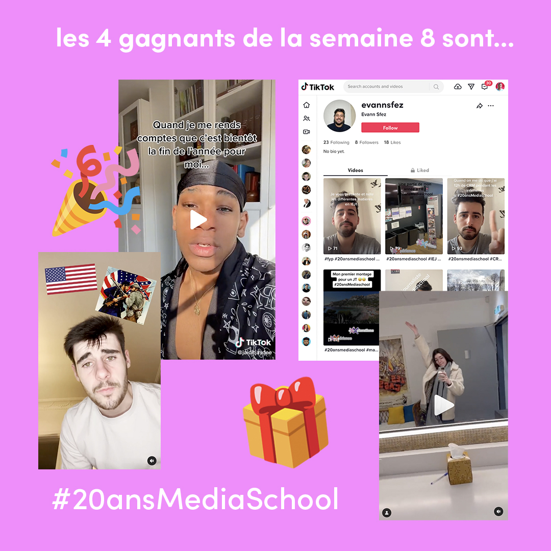 🥳🏆 Les gagnants du concours #20ansMediaSchool de la semaine 8 sont... 
instagram.com/p/CbpoU4Hq5FK/