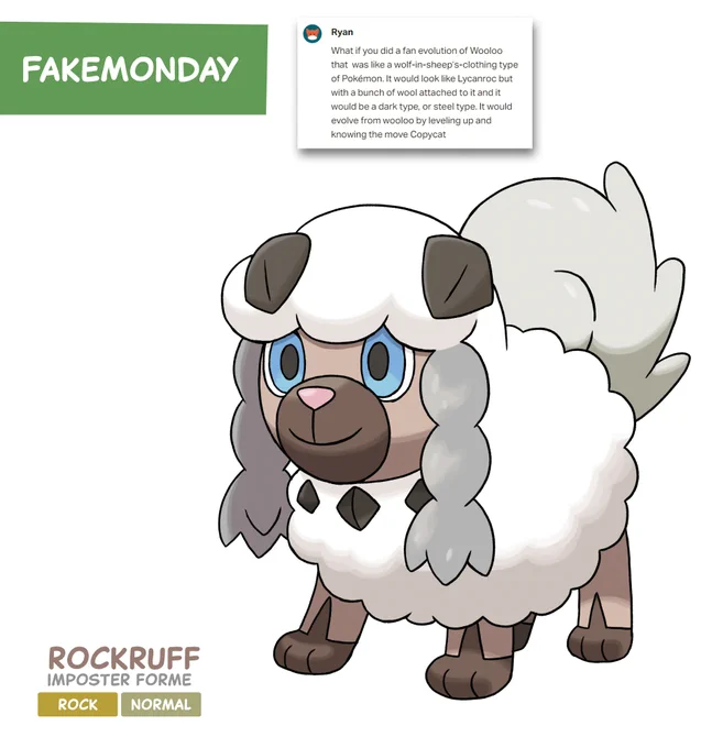 Wolves in sheep's clothing! Another great idea by Ryan.
If they ever bring back horde battles these should be among a group of Wooloo.

#pokemon #fakemon #pokemonart #nintendo #nintendoswitch #fakemonday 