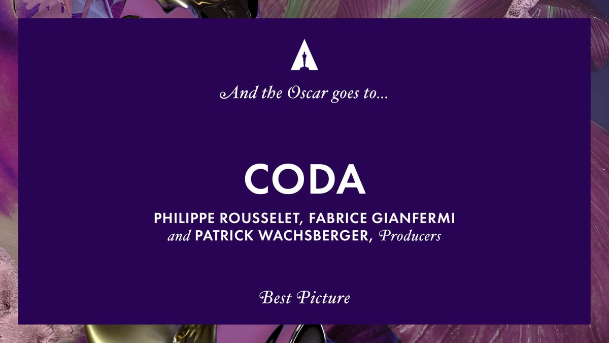 DeafInterpSvc's tweet photo. Congratulations to the cast and crew of CODA on winning BIG last night at the Oscars. CODA star Troy Kotsur made history as the first Deaf male actor to win an Academy Award for acting. #CODA #Oscars #academyawards #deaf https://t.co/jWFsnccbYU
