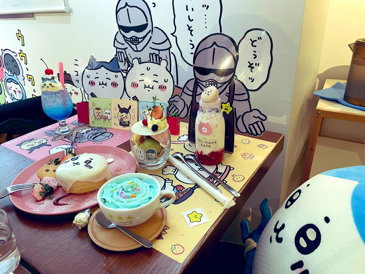 そういえばこの間ちいかわカフェ行った時の写真🥳かわええ…郎美味しかったです❤️ 