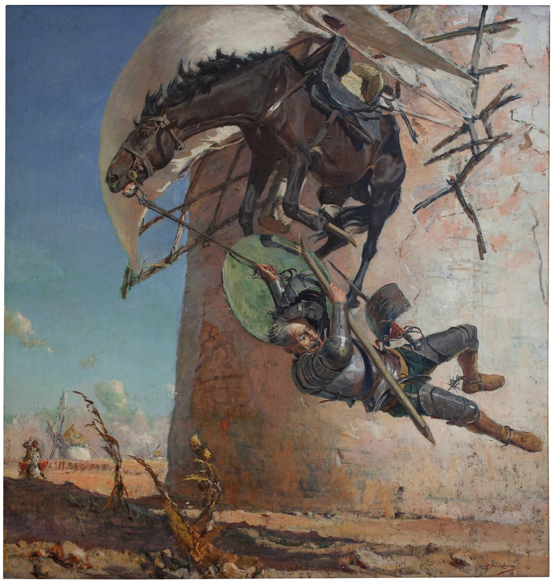 EmbajadaCSNTE51's tweet photo. El 28 de marzo de 1860 nació José Moreno Carbonero, pintor español  especializado en retratos y temas históricos. Hoy te presentamos Don Quijote y los molinos de viento (h. 1900), El príncipe don Carlos de Viana (1881) y Gladiadores después del combate (1882). #pintura https://t.co/Eda4Utzxsc
