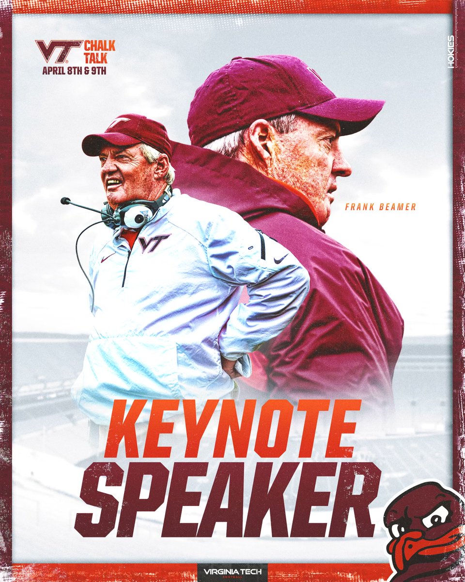 Coaches, 𝘾𝙝𝙖𝙡𝙠 𝙏𝙖𝙡𝙠 registration is now open! Sign up today 👇

Come see us in Blacksburg on April 8th &amp; 9th! Hear from our staff &amp; Virginia Tech legend, Frank Beamer.

» vthoki.es/bow9v