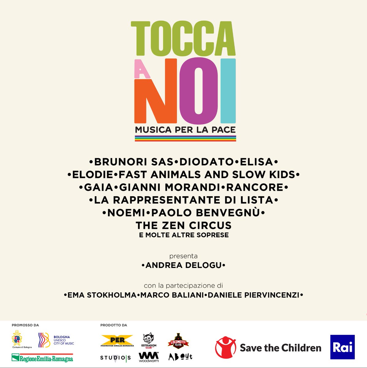 #ToccaANoi - Il 5 Aprile a #Bologna una maratona di musica e spettacolo a sostegno dei nostri interventi per aiutare i bambini colpiti dalla guerra in #Ucraina. ❤️❤️☮️☮️
ATTIVATI👉 savethechildren.it/ucraina