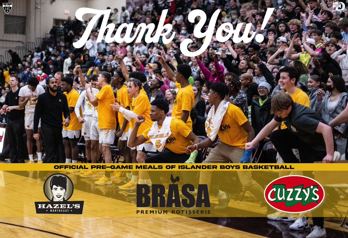 DeLaSalleMBB's tweet photo. As we wrap up the 2021-22 season, we would like to thank some of the groups that have helped us find success.
Thank you to Brasa, Hazels Northeast, and Cuzzy’s who provided full meals before each of our games this year.
#IslanderFamily https://t.co/zC0Ad14CNI