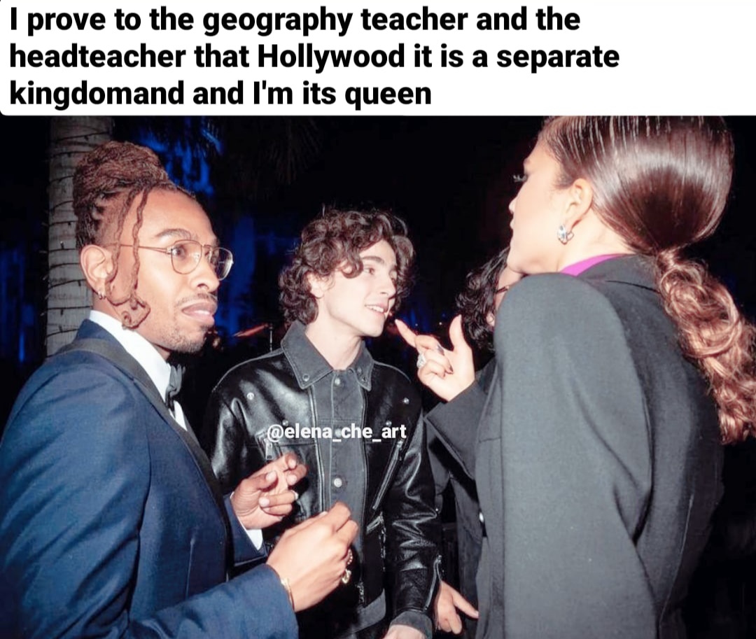 ElenaCheArt's tweet photo. I prove to the geography teacher and the headteacher that Hollywood it is a separate kingdomand and I'm its queen

#timotheechalamet #zendaya #Oscar #oscar2022 #OscarsAfterParty https://t.co/lfEiy5NBon