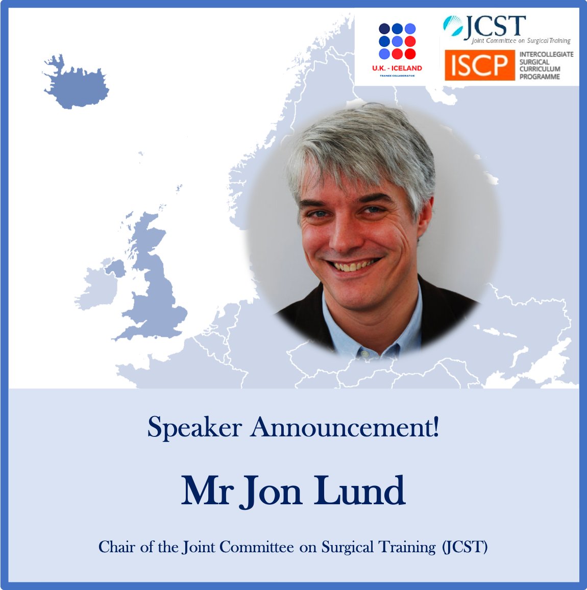 UkIceland's tweet photo. We are delighted to have secured a number of fantastic speakers for our upcoming conference! 

Our first speaker to be announced is Mr Jon Lund  (@Schoolofsurg) from @JCST_Surgery!

More details can be found on our website (https://t.co/osiMQcD1HJ). Abstract submissions are open! https://t.co/Mk6rUEhkGD