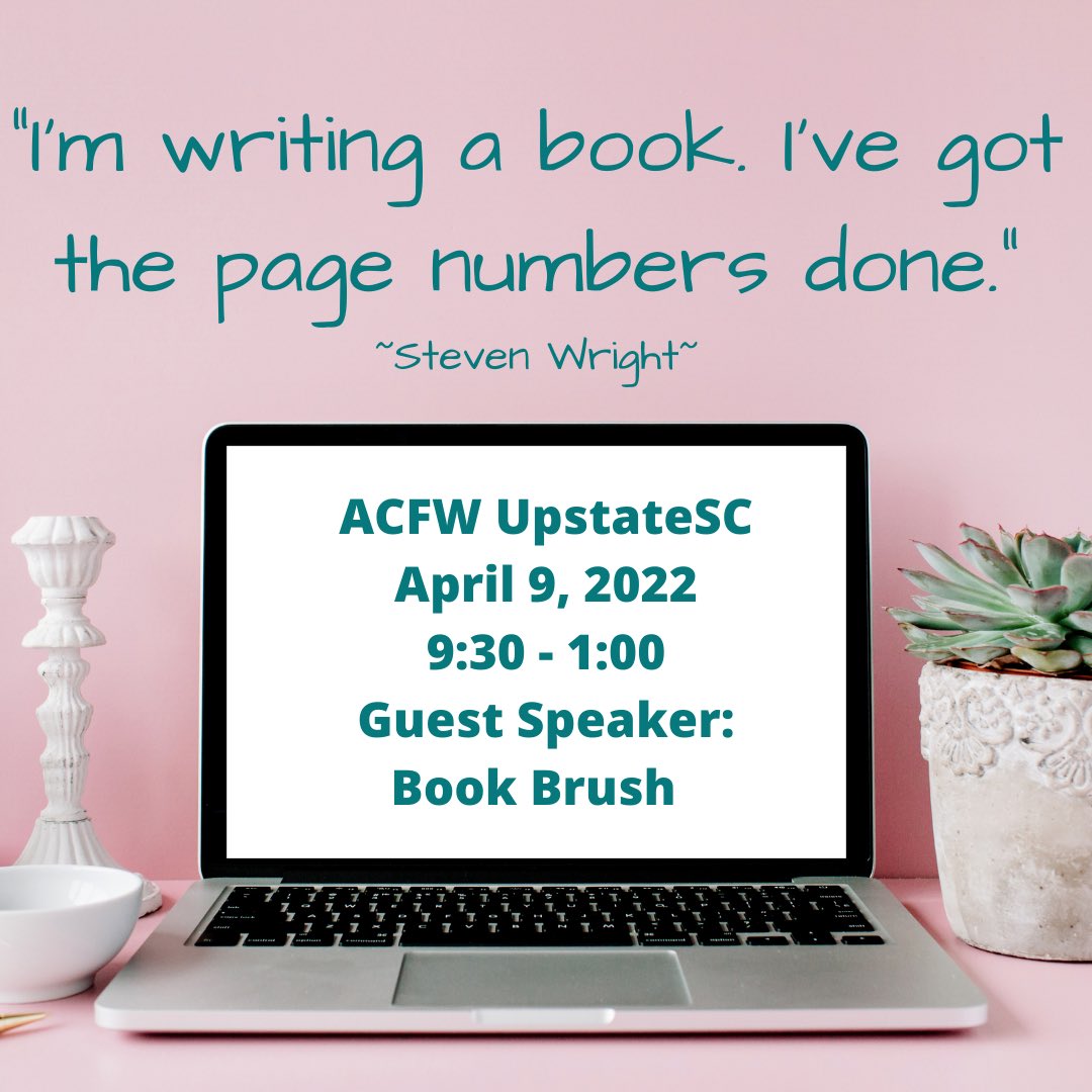 Can anyone relate to the quote below? Join us for our next meeting on April 9th! #acfwupstate #ACFW <a href="/ACFWTweets/">ACFW Tweets</a> <a href="/CBoatWrites/">Christine Boatwright</a> <a href="/tickledpinktam/">Tammy Karasek</a> <a href="/kateoliviahuff/">Kate Olivia Huff</a> <a href="/MollyJoRealy/">Molly Jo Realy</a>