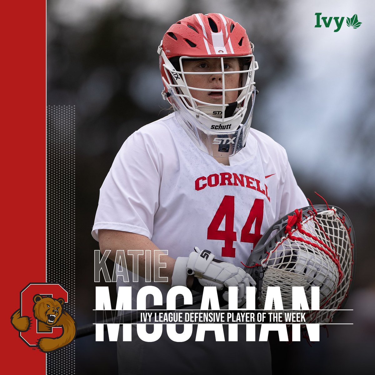 Katie McGahan has been a brick wall all season long for <a href="/CornellWLax/">CornellWLax</a> and she's now the <a href="/IvyLeague/">Ivy League</a> Defensive Player of the Week. McGahan had 11 stops, 3 GBs and a CT in Cornell's 10-9, 2OT thriller at Harvard. #YellCornell

(📸: Ryan Griffith/Cornell Athletics)