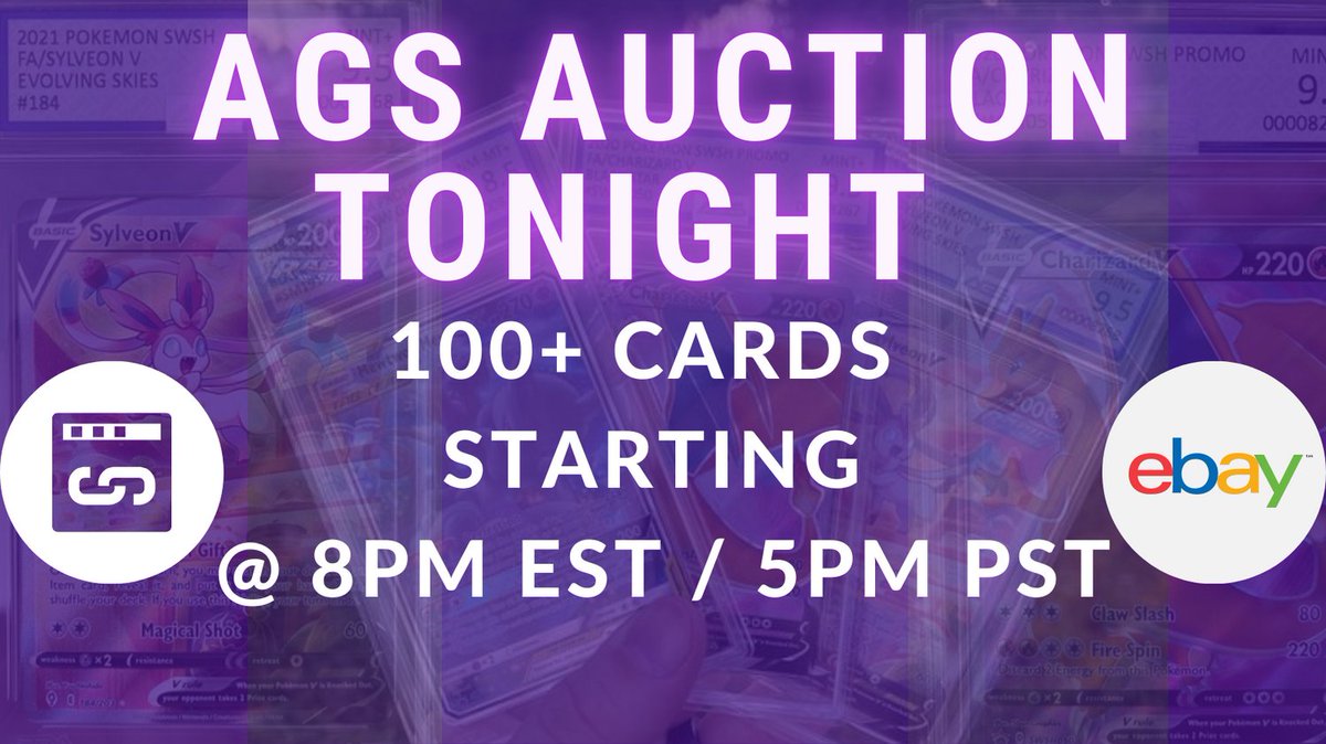 agsgrading's tweet photo. IT'S THAT TIME AGAIN !! Don't forget to place your bids. 100+ AGS graded slabs will be auctioned off on eBay starting @ 8pm EST / 5pm PST linked here
https://t.co/t6E4EKD6IA #DoNotMiss #EbayAuction #AGS #RoboGrading #AI #Tonight https://t.co/pufYUIiLyC