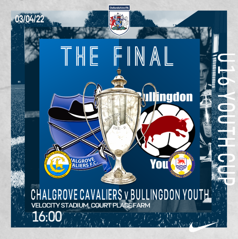OxfordshireFA's tweet photo. COUNTY CUPS I It's nearly time... this Sunday @ChalgroveFC line up against Bullingdon Youth in the Final of the OFA U16 Youth Cup.

Tickets are £4 for adults, £2 for concessions with students and U18's FREE #ofacups #roadtothevelocity