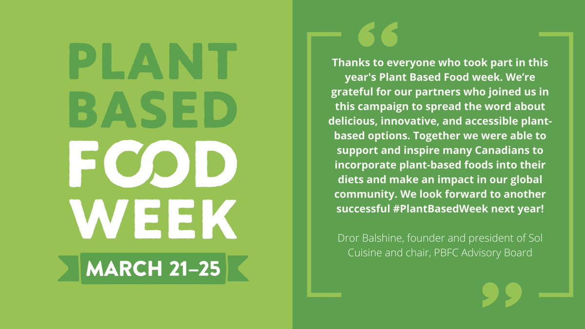 That's a wrap! Our first Plant Based Food Week is in the books. Thank you to all who participated in making this a success and building awareness of how easy it is to incorporate #plantbasedfoods into everyday diets. We can't wait for next year!!
#PlantBasedWeek