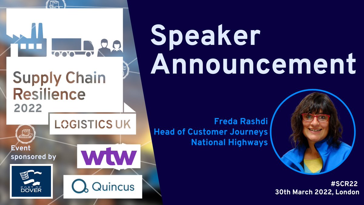 We are delighted to announce that Freda Rashdi, Head of Customer Journeys at <a href="/NationalHways/">National Highways</a> will be talking about resilience post covid during our Supply Chain Resilience Conference taking place in two days time!