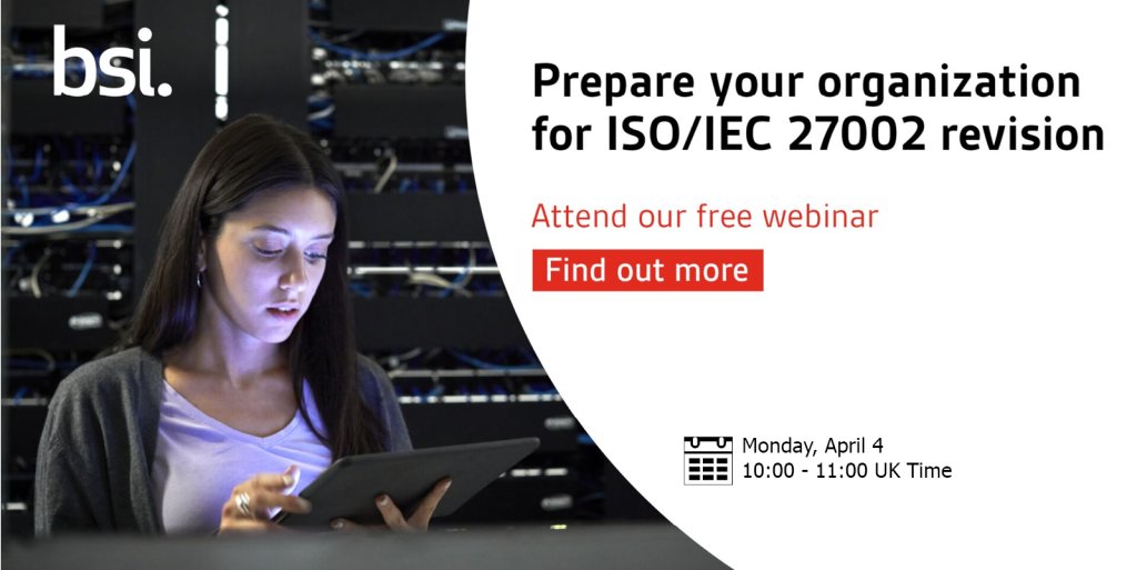 Scopri la nuova ISO/IEC 27002:2022. Unisciti al nostro esperto Mike Edwards che ti guiderà attraverso i cambiamenti chiave nello standard e ti spiegherà come orientarti al meglio prima della scadenza. 
📅 4 Aprile
🕙 10:00 - 11:00 UK
Iscriviti ora: bit.ly/3tXNKnV
#27002