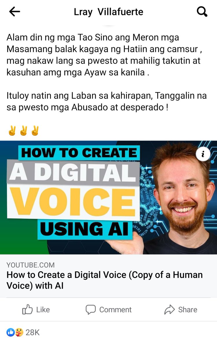 PinkJourna's tweet photo. LOOK: Incumbent Cong. Lray Villafuerte denies making fake news and says the audio is a deep fake, linking a youtube video about deep fake audios.

The audio's earliest source in facebook is ARAM KO NA page. More updates to come.

#MovePH
#PHVote https://t.co/3uALJNHIEs