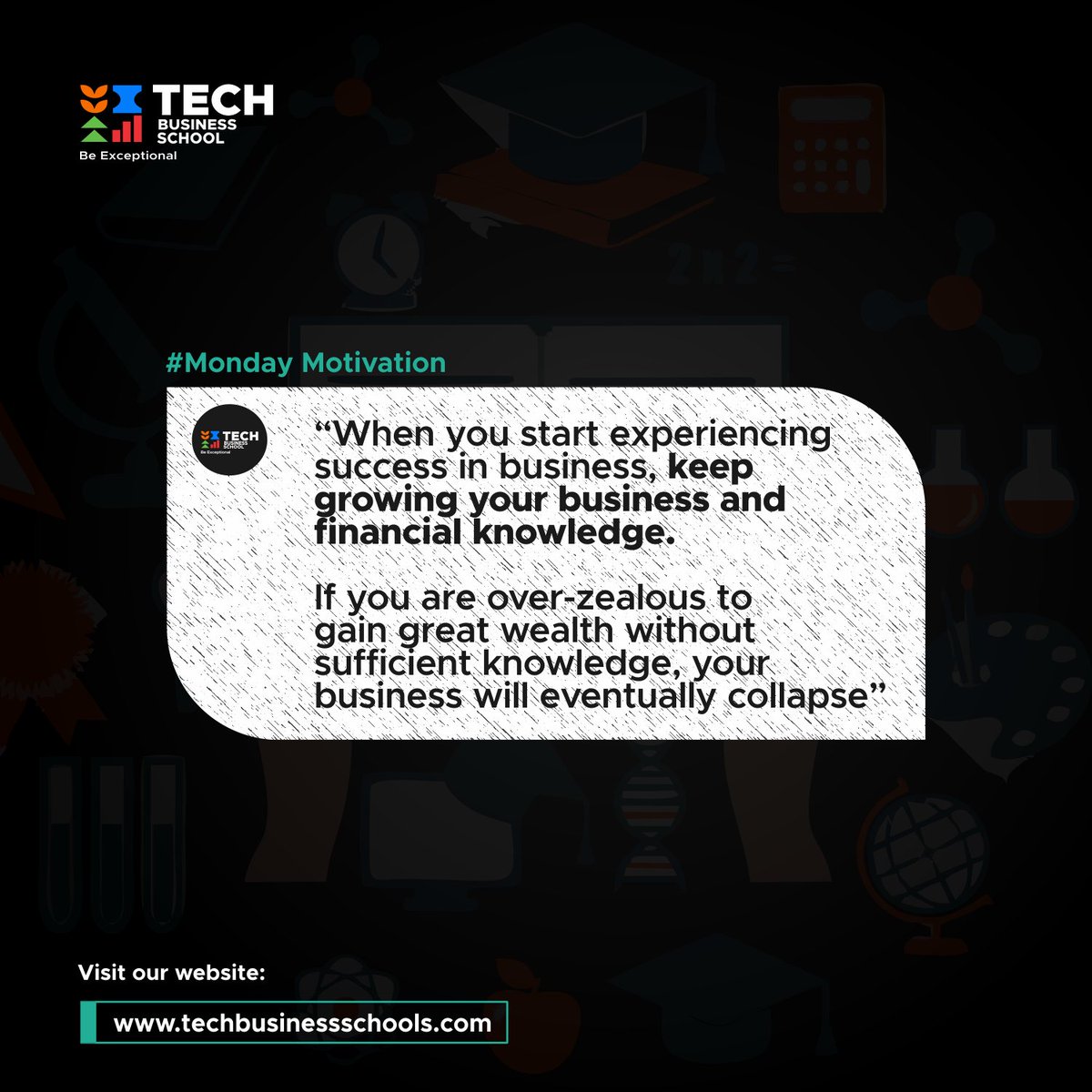 TECH_Businessch's tweet photo. Business either grows or dies, if you're lucky to find yours growing, it's not the time to stop growing as a person.

Don't kill the business with TOO MUCH ZEAL.

Great week Ahead

#techbusinesssschoolsupport #techbusinessschooladvice #techbusinessschoolfinance #MondayMotivation https://t.co/j5RDJuJrbb