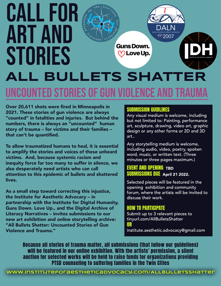 The_IDH's tweet photo. @davidhogg111 We were moved by your installation at the National Mall, and immediately felt a connection to our organization’s spring art show “All Bullets Shatter: Uncounted Stories of Gun Violence and Trauma.”
https://t.co/2HIEhlQS7Z https://t.co/JjZBnkfVJd