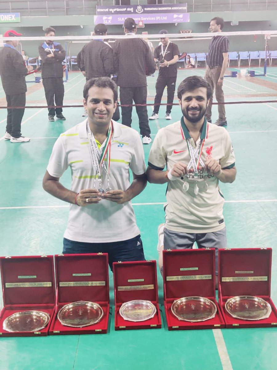 RECLindia's tweet photo. REC sweeps Mens' events at 26th Inter-CPSU Badminton Tournament organized by @pgcilindia under aegis of PSCB at Bengaluru!

Team REC brought home 4 medals (3 Golds &amp; a Silver) in the Mens'  Singles, Doubles and the Team Championship categories. https://t.co/kEKRg4lMUx