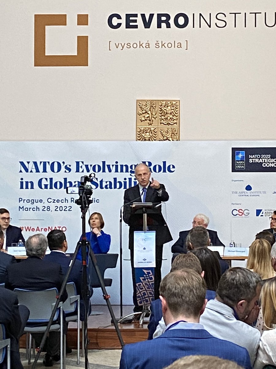 DKAmbCzechia's tweet photo. Interesting and timely debate #cevro #NATO led by NATO DSG Geoana on alliance role in global stability, main point to stay united, be realistic and firm on values👍@Mircea_Geoana https://t.co/JK2GIF49Fb