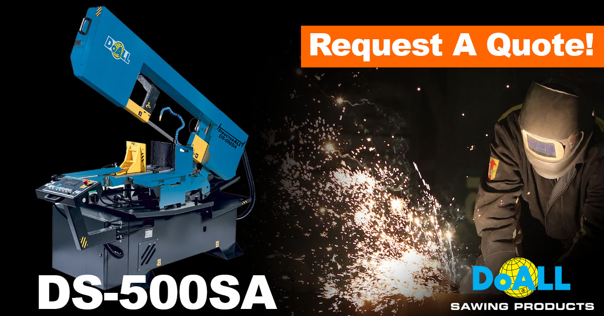 DoALLSawing's tweet image. Are you a fabricator that occasionally cuts metal solids and profile materials? The DoALL DS-500SA Dual-Miter Semi-Automatic band saw is designed for cutting materials both linear and at angles. Request a quote: doallsaws.com/request-quote 
#bandsaw #metalbandsaw #bandsawmachines