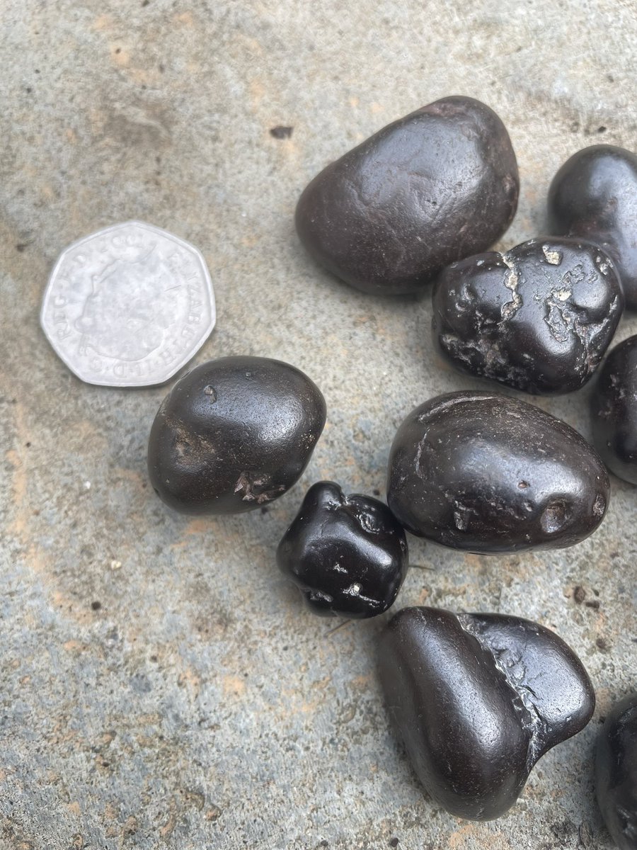 bailed's tweet photo. Can any #geologists or pebble pickers help identify these stones found in close proximity on beach in Hastings. Heavy, non magnetic and naturally shiny #geology #identification #rock #stones #pebbles https://t.co/WRowymg1ma