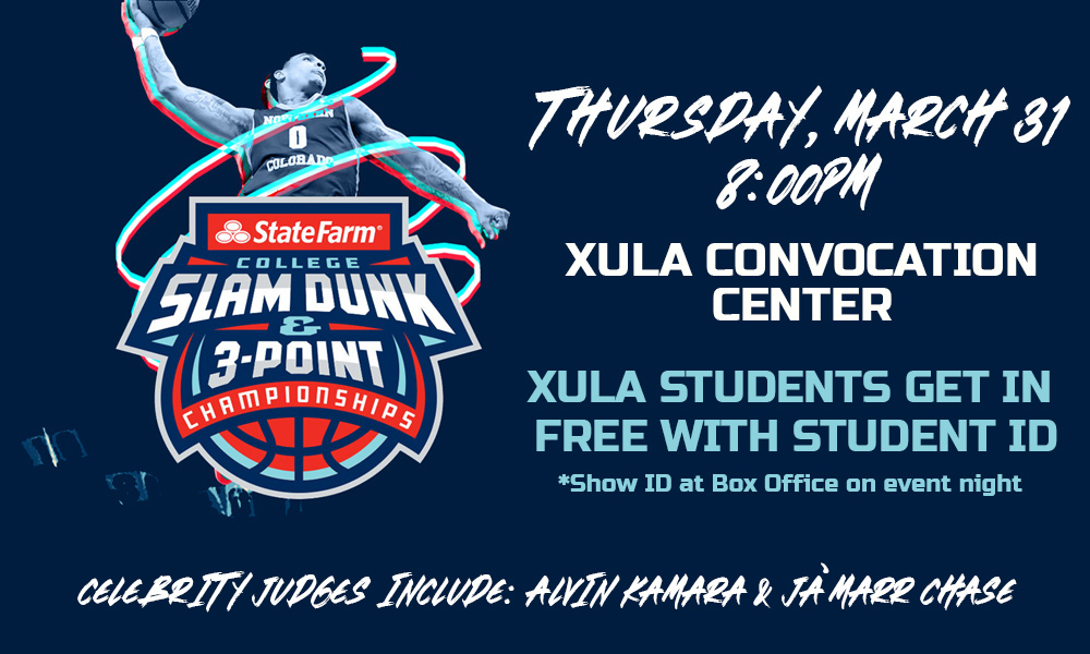 We're hosting the 2022 <a href="/StateFarm/">State Farm</a> <a href="/CollegeSLAM/">College Slam</a> Dunk &amp; 3-Point Championships this Thursday @ 8PM &amp; Xavierites get in FREE w/ their student ID!

Alumni can also use the promo code "XULA25" at checkout &amp; receive 25% off! #XULA

Info:collegeslam.com
🎟:bit.ly/36rhtgR