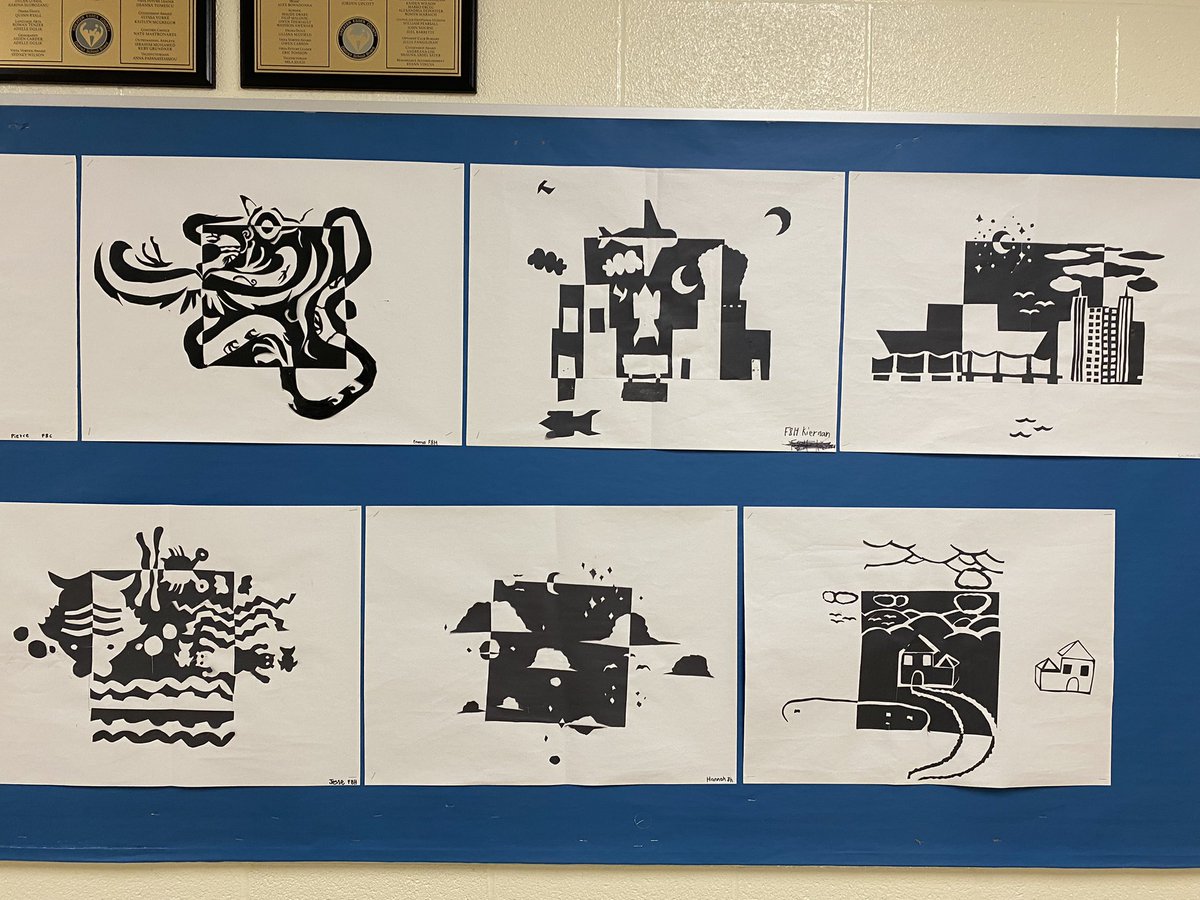 Some of our grade 8s Notan projects working with positive and negative space <a href="/TVAelementary/">Tecumseh Vista Elem</a>