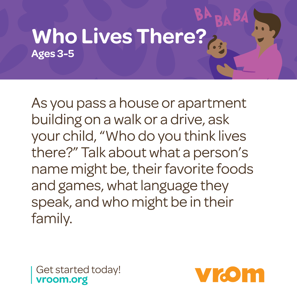 joinvroom's tweet photo. Next time you're out for a walk with your LO, turn it into a #BrainBuilding opportunity by imagining together who lives in the 🏠s you pass by. Check out the #BrainyBackground. ⬇️ https://t.co/jIxeqwispn