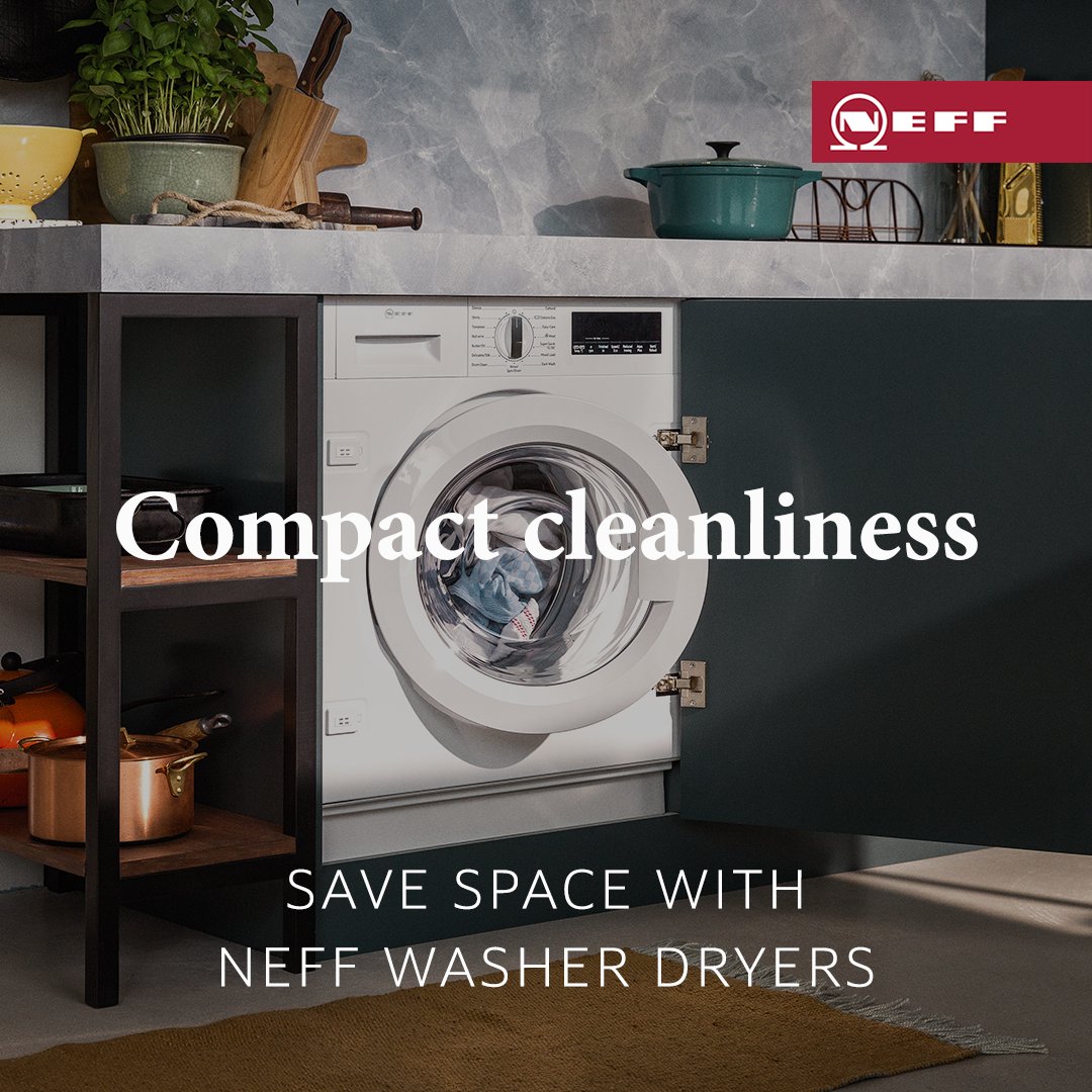 CookersAndOvens's tweet photo. Tired of drying your clothes but don’t have the space for a tumble dryer? Why not combine a washing machine and a tumble dryer into one appliance with NEFF washer dryers. Loaded with features that take all the hard work out of laundry. 

#NEFFPassion #NEFFTips #WasherDryer https://t.co/Qt0nVBY5TF