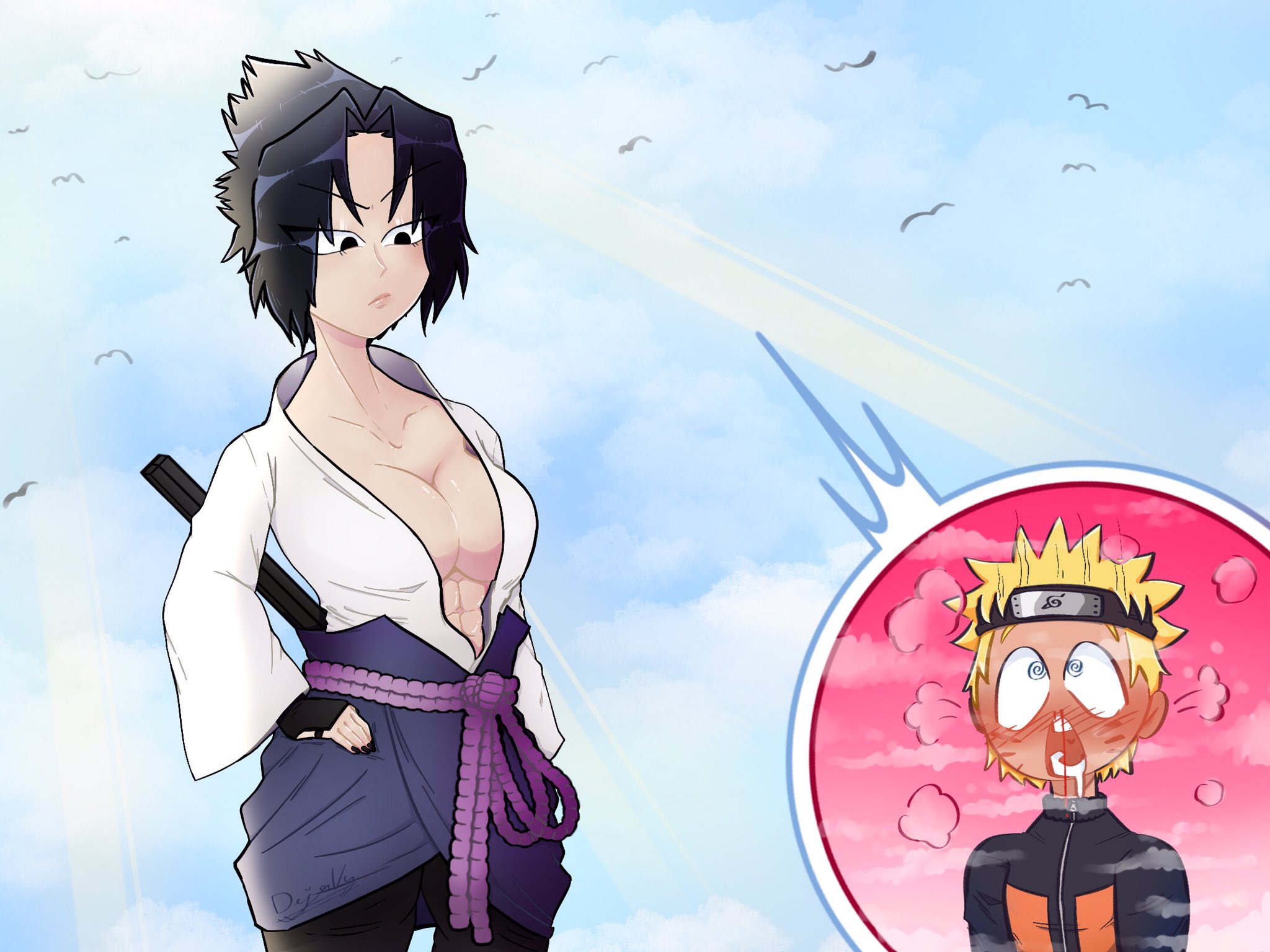 Naruto and Sasuke, they look just too hot in their jounin u…, Cute Neko  Girl