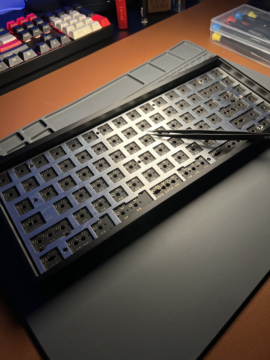 Started building this keyboard two months ago. Lubed and filmed the switches but can’t find the motivation to solder.