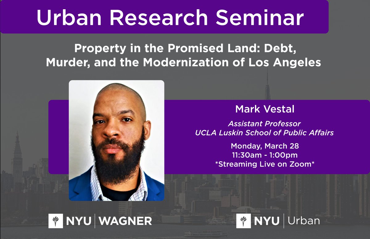 Urban Research Seminar today at 11:30am featuring @UCLALuskin Professor Mark Vestal! There is still time to register! Register here: ow.ly/9Jn350ItXVg