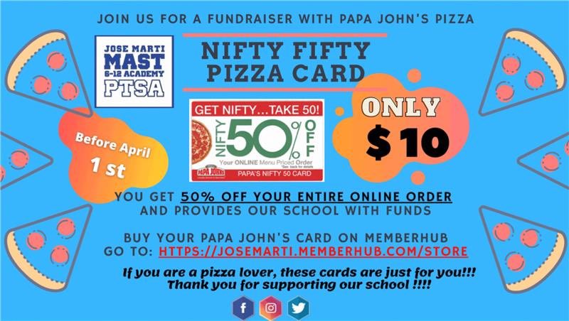 There’s one week left to buy your Papa John’s pizza card! <a href="/josemartimast/">Jose Marti MAST 6-12</a>
