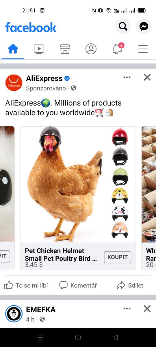 verisiss's tweet photo. Jsem jediná, komu normálně vyskakují reklamy na helmy pro slepice? 🤔 https://t.co/XaQG8dhWDQ